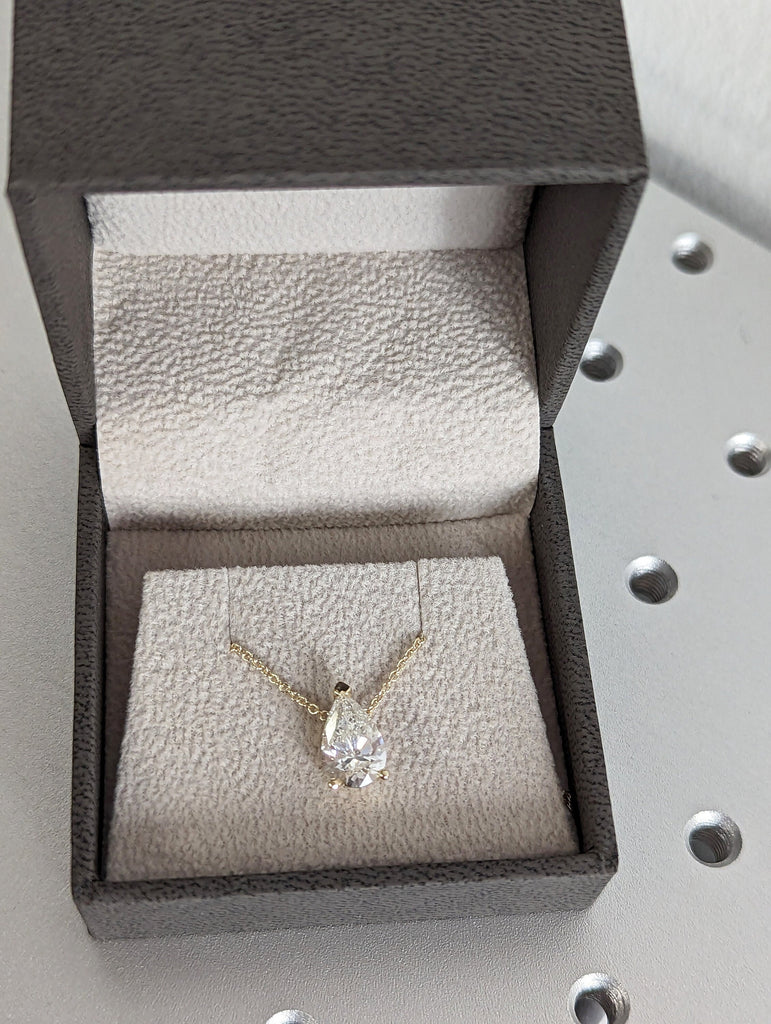 14K Gold Lab Diamond Pear Necklace, Solitaire Pendant, Teardrop Necklace, Pear Cut Diamond Necklace, Unique Diamond Necklace, Gift for Her