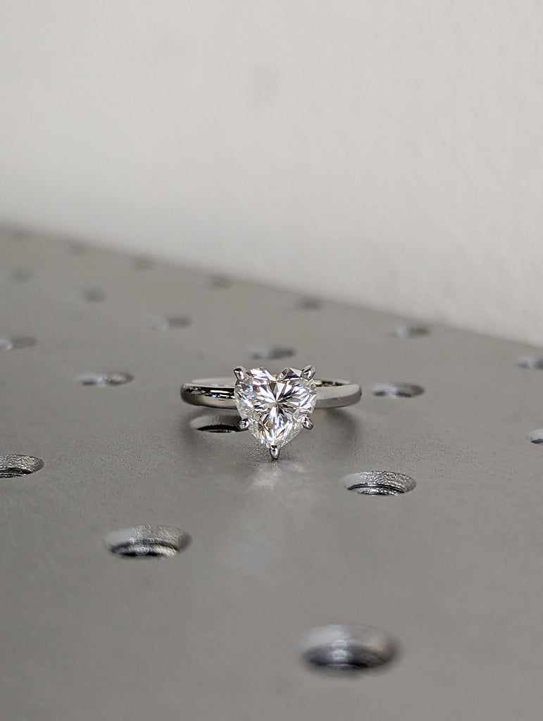 14K Solid Gold Engagement Ring /2CT Heart Moissanite Diamond Wedding Ring/Moissanite Engagement Ring/Stack Ring/Promise ring/Rose gold