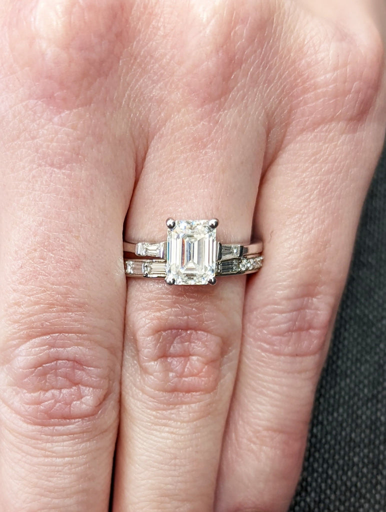 Emerald Cut Engagement Ring, Emerald Cut Ring, Baguette Engagement Ring, 1.5 Ct Solid 14k Gold Moissanite Engagement Ring, Minimalist Ring