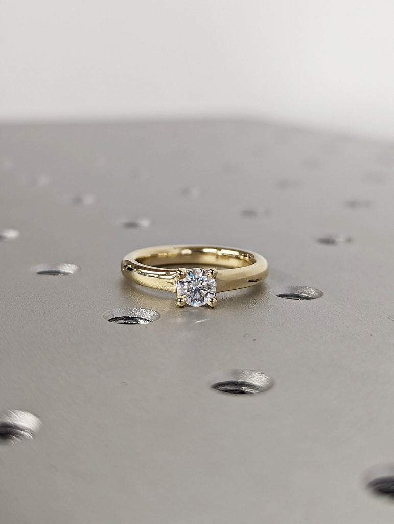 0.5 CT Moissanite Round Solitaire Engagement Ring, Brilliant Round Moissanite, Sustainably Created Diamond Engagement Ring, Gold Bridal Ring