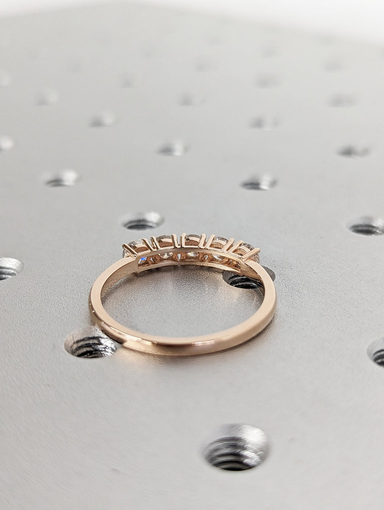 1 Carat 5 Stone Diamond Anniversary Ring Band 14K Rose Gold, Anniversary Gift For Her, 5 year anniversary gift, half eternity band