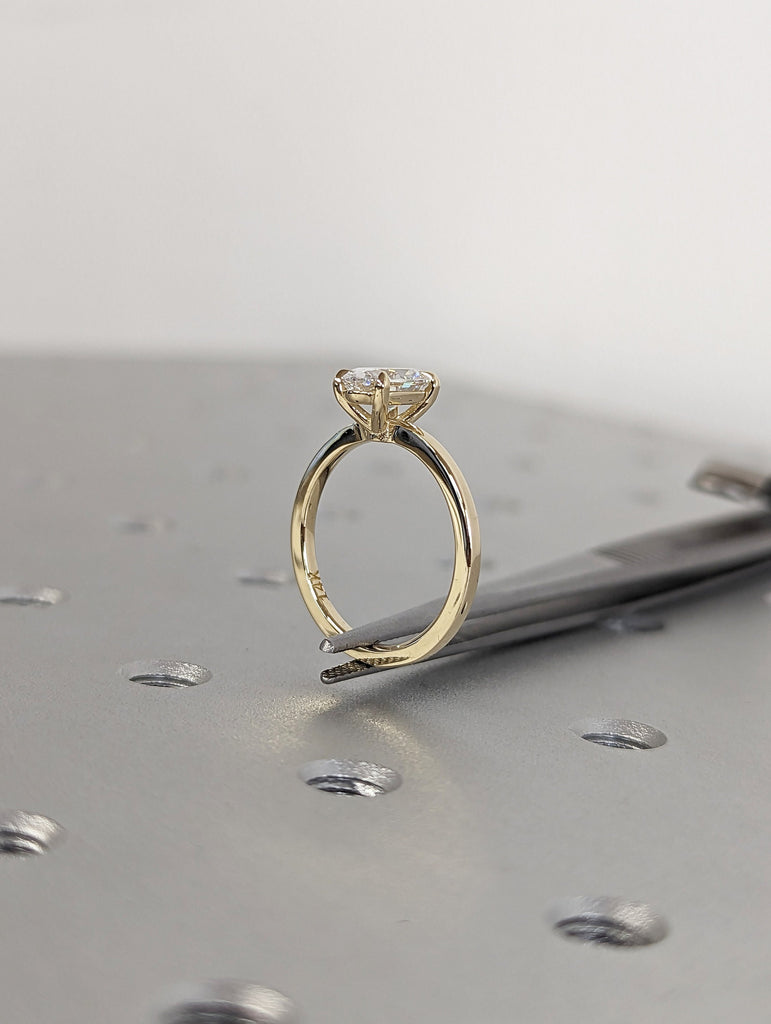 1cts Lab Diamond Oval Engagement Ring, Oval Lab Diamond and Solitaire Wedding Ring, Yellow Gold Lab Diamond Ring