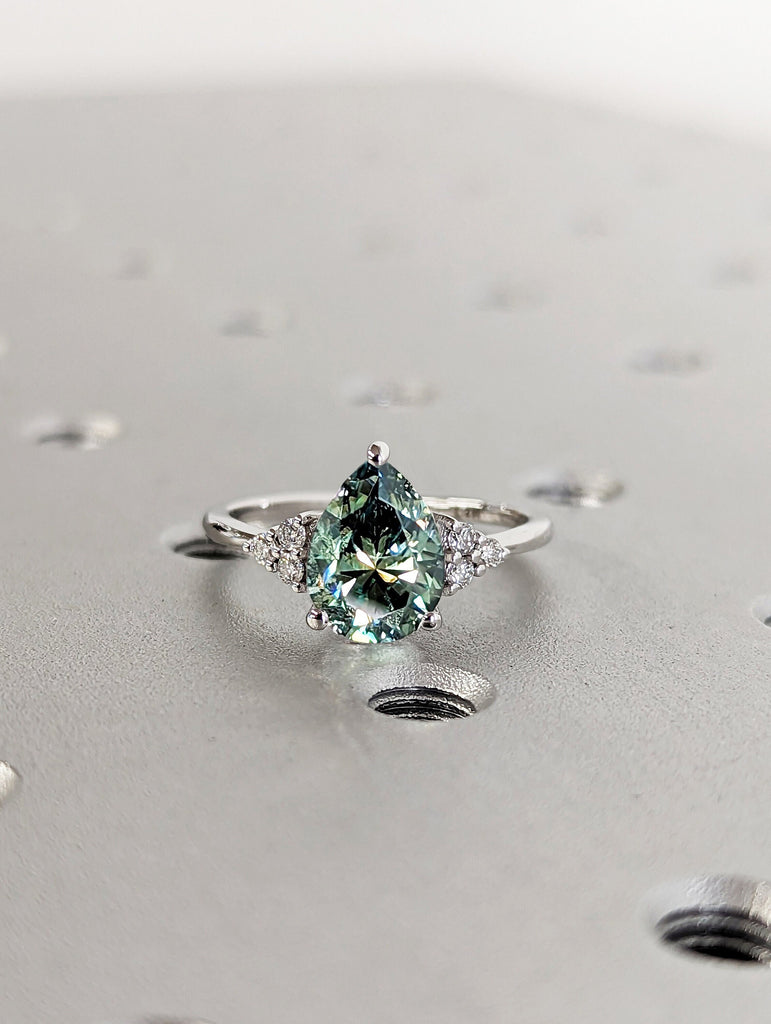 1.60 CT Round Cut Green Blue Moissanite Diamond Engagement Ring, Wedding Ring, Ring for Women, Anniversary Gift hot Ring