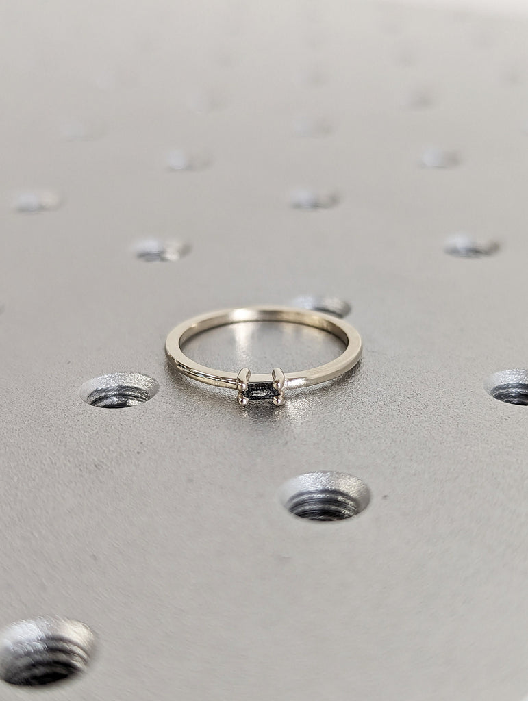 Black Diamond Stackable Ring / Minimalist Ring / Stacking Ring / SOLID Rose Gold Ring / Dark Salt And Pepper Diamond / Black Diamond Ring