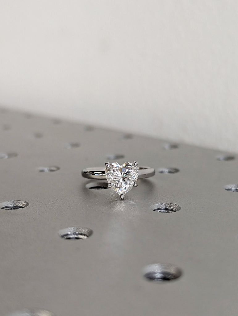 14K Solid Gold Engagement Ring /2CT Heart Moissanite Diamond Wedding Ring/Moissanite Engagement Ring/Stack Ring/Promise ring/Rose gold