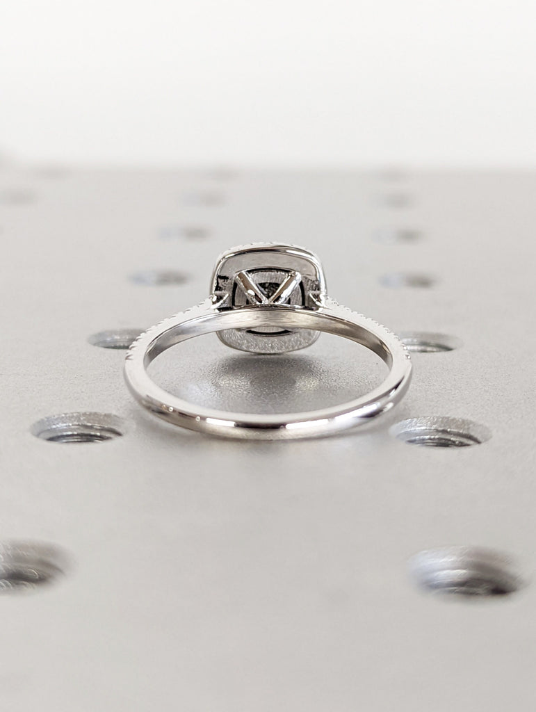 1.25 Ct Halo Engagement Ring, Cushion Cut Salt and Pepper Diamond, Statement Ring 14K Solid White Gold Classic Timeless Promise Wedding Ring