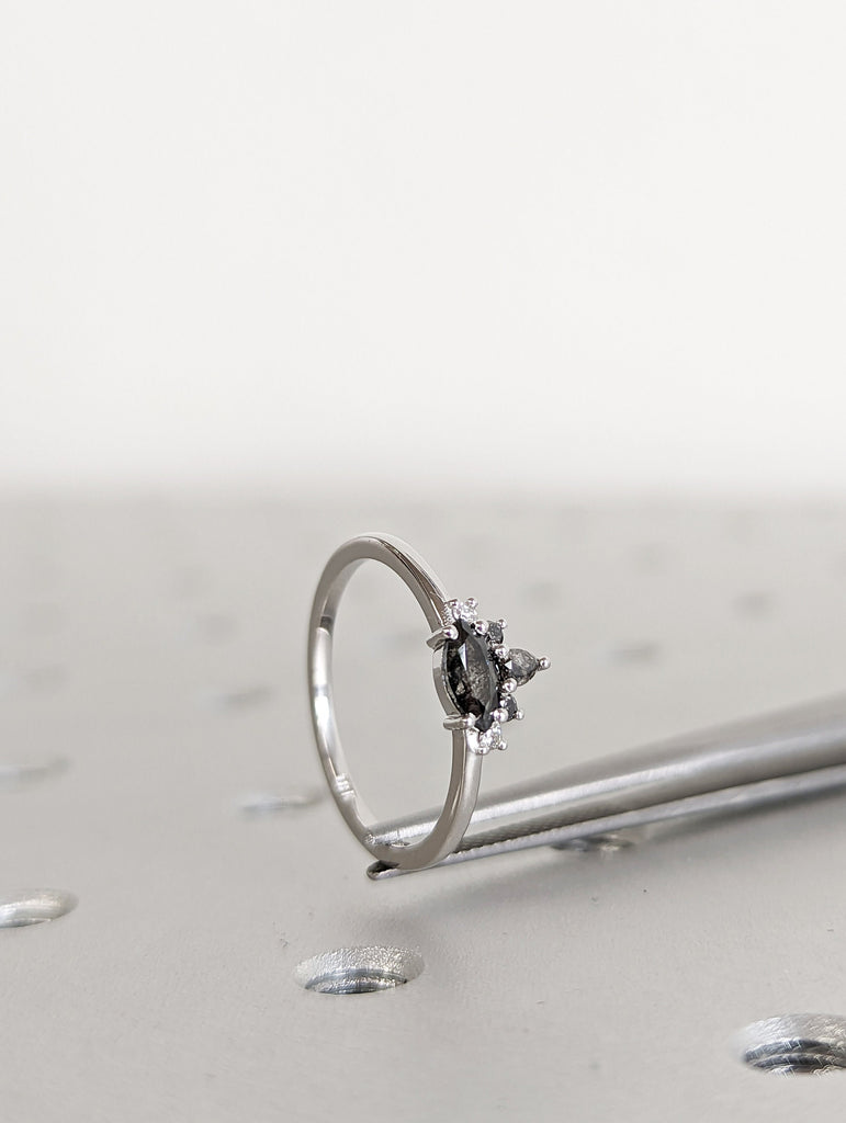 Marquise Diamond Engagement Ring, Marquise Diamond Wedding Band, Marquise Diamond Ring, Minimalist Diamond Wedding Ring, Stacking Ring