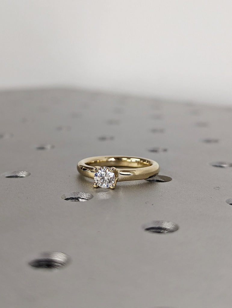 0.5 CT Moissanite Round Solitaire Engagement Ring, Brilliant Round Moissanite, Sustainably Created Diamond Engagement Ring, Gold Bridal Ring