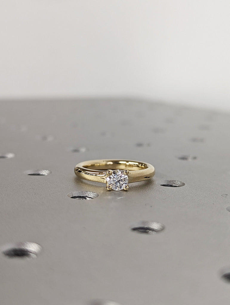 0.5 CT Moissanite Round Solitaire Engagement Ring, Brilliant Round Moissanite, Sustainably Created Diamond Engagement Ring, Gold Bridal Ring