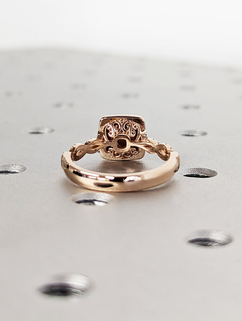 Quad Princess cut diamond engagement ring Unique rose gold engagement ring Dainty diamond bridal ring Twist promise ring anniversary gift