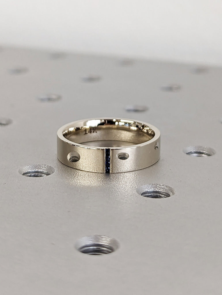 Gold Men's Sapphire Ring - Sapphire Ring Men - Sapphire Wedding Band - 5mm Band With Sapphires - Unique Mens Band - 14k Gold - Ring For Men