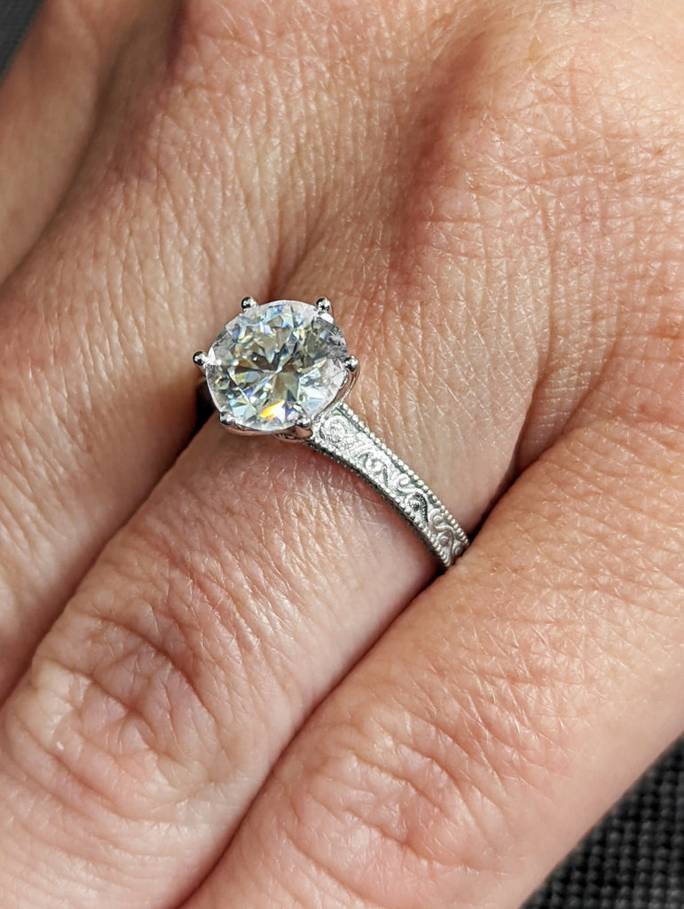 Lab Created Diamond Bridal Ring, 2 carat Diamond Bridal Ring, 14K Solid White Gold, Simulant Diamond Engagement Ring, Anniversary Ring Gift