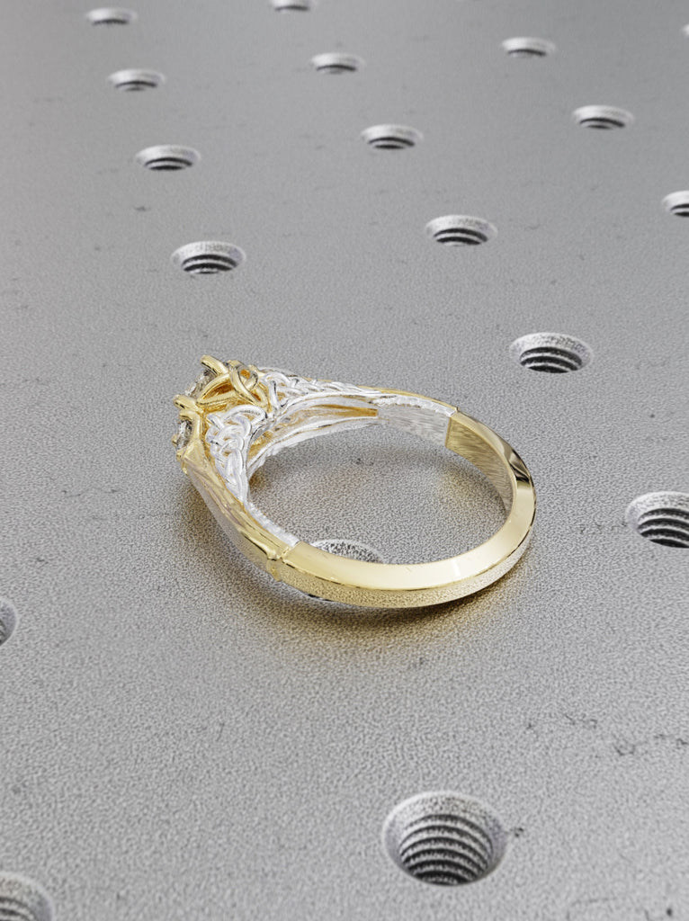 14k Gold Lab Diamond Celtic Knot Engagement Ring | Twist Band Solitaire Ring Women | Irish Celtic Promise Ring | Viking Anniversary Ring