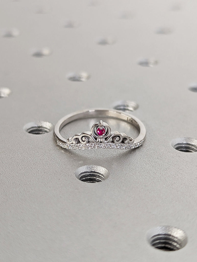 Princess Peach Inspired Crown Ring, Mario, Princess Jewelry, Princess Crown Engagement Ring, Geek Jewelry, Ruby Wedding Band, Layered ring