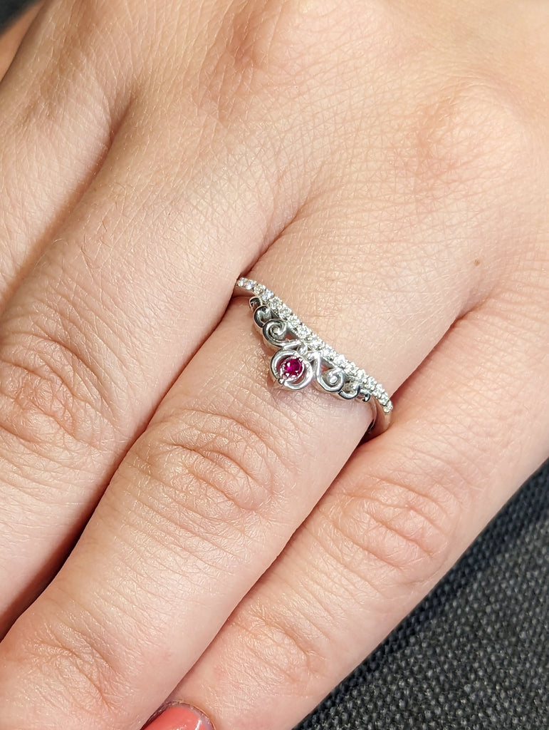 Princess Peach Inspired Crown Ring, Mario, Princess Jewelry, Princess Crown Engagement Ring, Geek Jewelry, Ruby Wedding Band, Layered ring