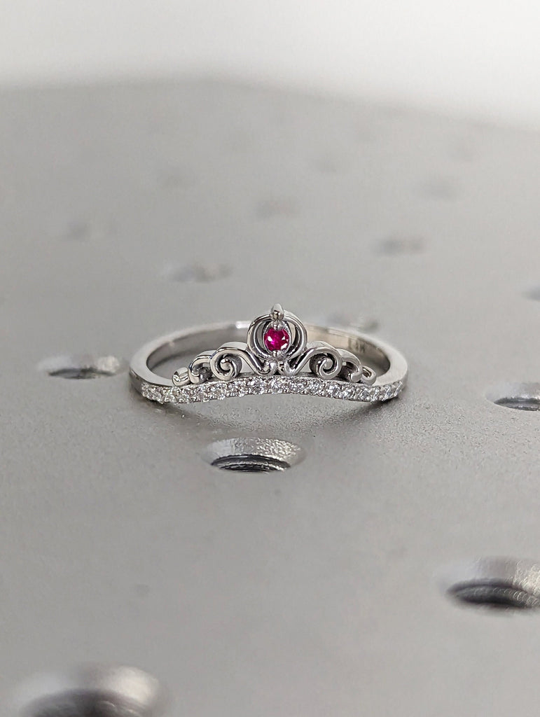 Princess Peach Inspired Crown Ring, Mario, Princess Jewelry, Princess Crown Engagement Ring, Geek Jewelry, Ruby Wedding Band, Layered ring