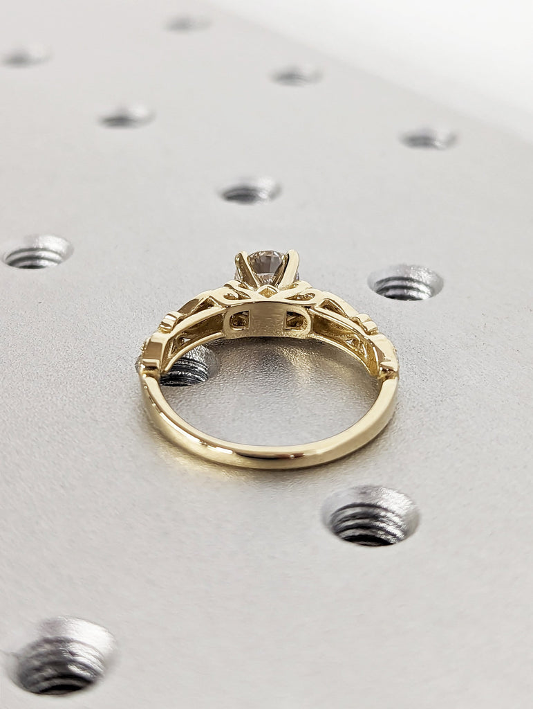 Vintage Salt and Pepper Diamond Engagement Ring in Solid Yellow Gold, Unique Grey Diamond Women's Ring, Affordable Gift For Her, Women Gifts