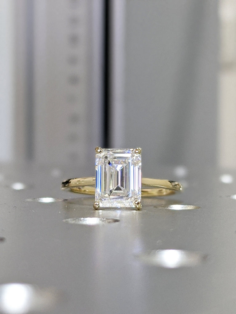 2.5 Carat Emerald Cut Solitaire Engagement Ring, Emerald Cut Engagement Ring, Emerald Cut Ring, 2.5 Ct Solid 14k Lab Diamond Engagement Ring