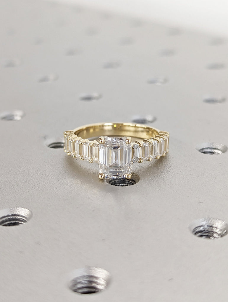 2ct Emerald cut Moissanite engagement ring vintage rose gold engagement ring women marquise Diamond wedding Bridal set gift for her Eternity