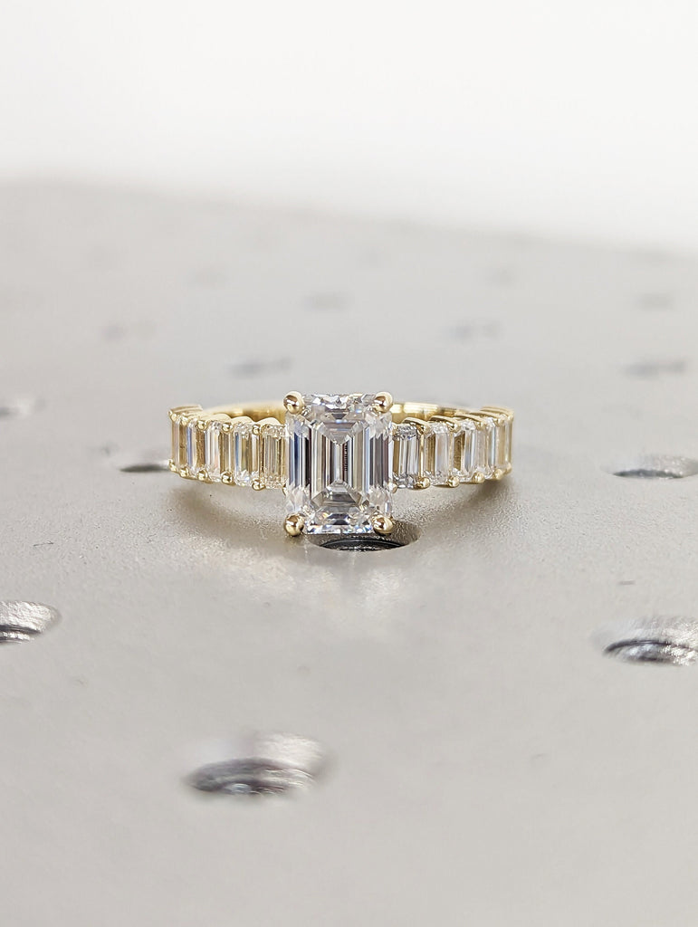 2ct Emerald cut Moissanite engagement ring vintage rose gold engagement ring women marquise Diamond wedding Bridal set gift for her Eternity