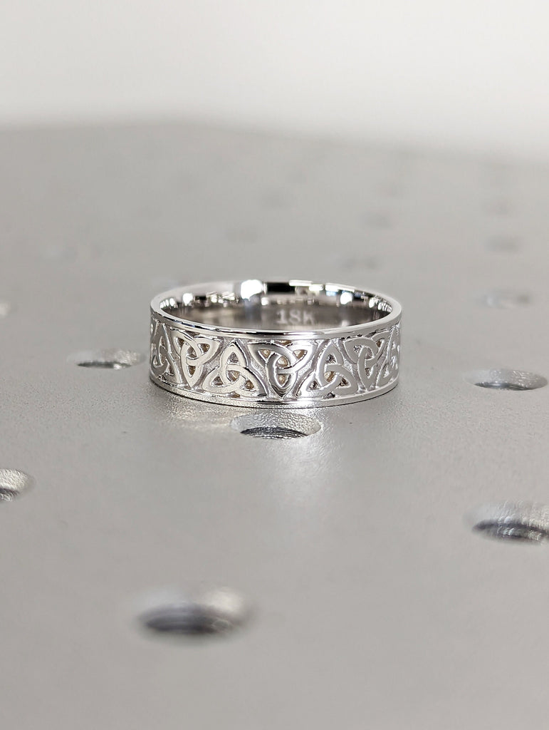 Celtic white gold wedding band antique style, 6.5mm unique celtic ring, Celtic filigree ring, Unusual wedding band, irish knot promise ring