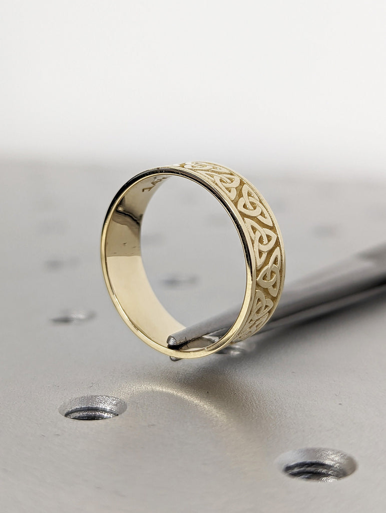 Celtic yellow gold wedding band antique style, 6.5mm unique celtic ring, Celtic filigree ring, Unusual wedding band, irish knot promise ring