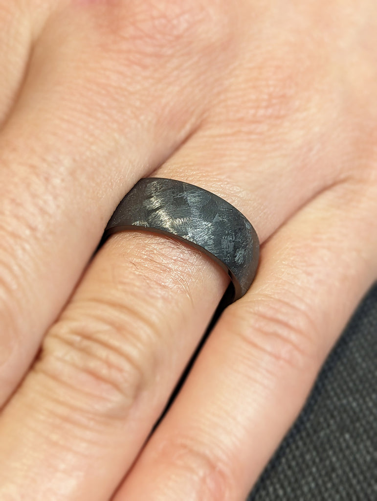 Distressed Black Zirconium Handcrafted Wedding Band, 8mm Mens Black Wedding Ring, Mens Wedding Bands, Unique Wedding Band, Boho Wedding Band