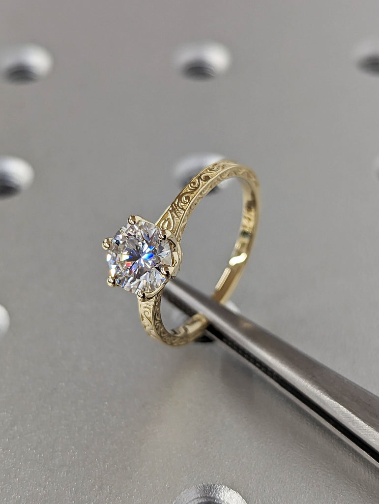 Lab Created Diamond Bridal Ring, 1 carat Diamond Bridal Ring, 14K Solid White Gold, Simulant Diamond Engagement Ring, Anniversary Ring Gift
