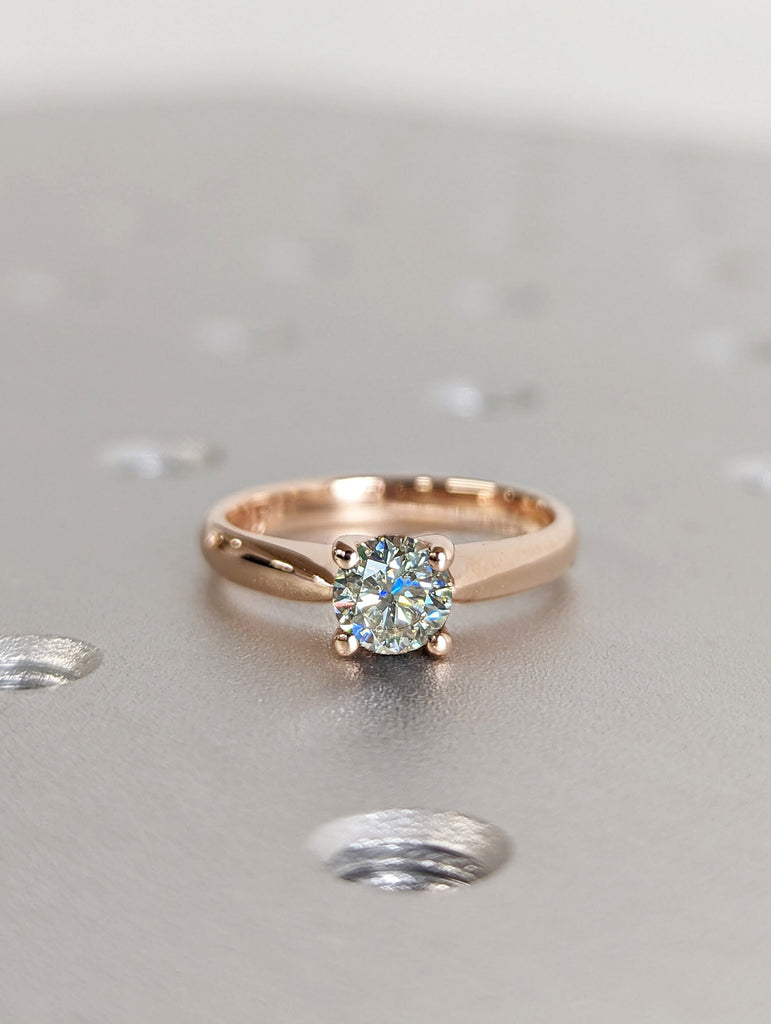 14K Solid Gold Ring/ 0.5CT Round Moissanite Wedding Ring/ Moissanite Engagement Ring/ Anniversary Ring/ Simple Promise Ring/ Rose Gold Ring