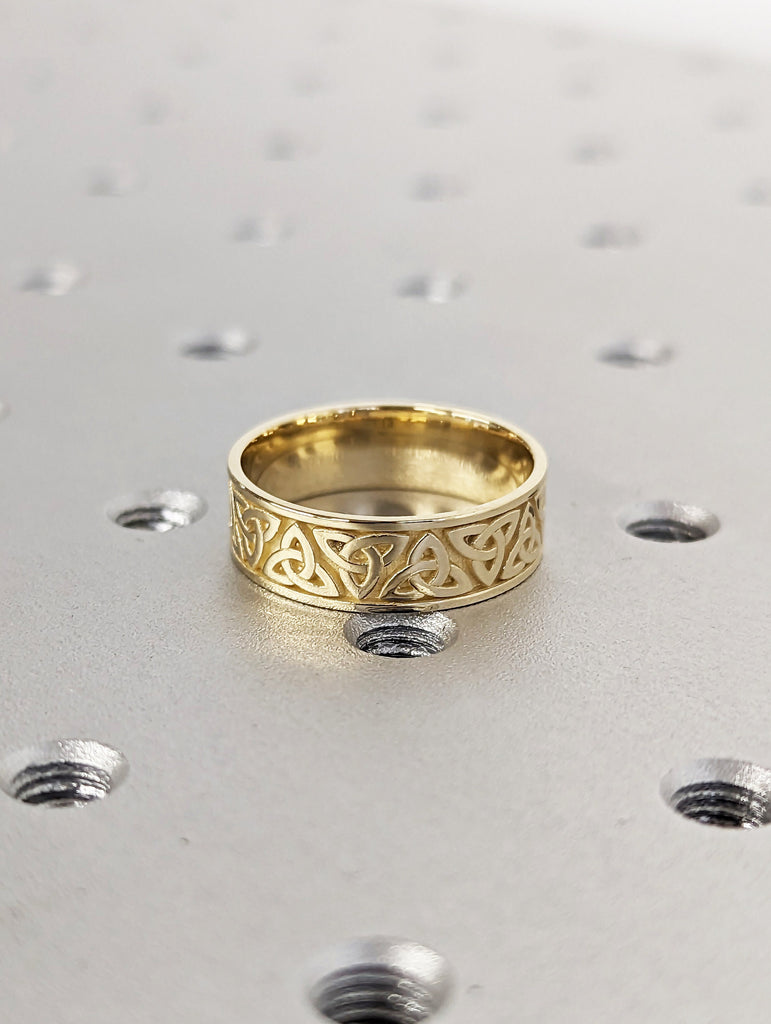 Celtic yellow gold wedding band antique style, 6.5mm unique celtic ring, Celtic filigree ring, Unusual wedding band, irish knot promise ring