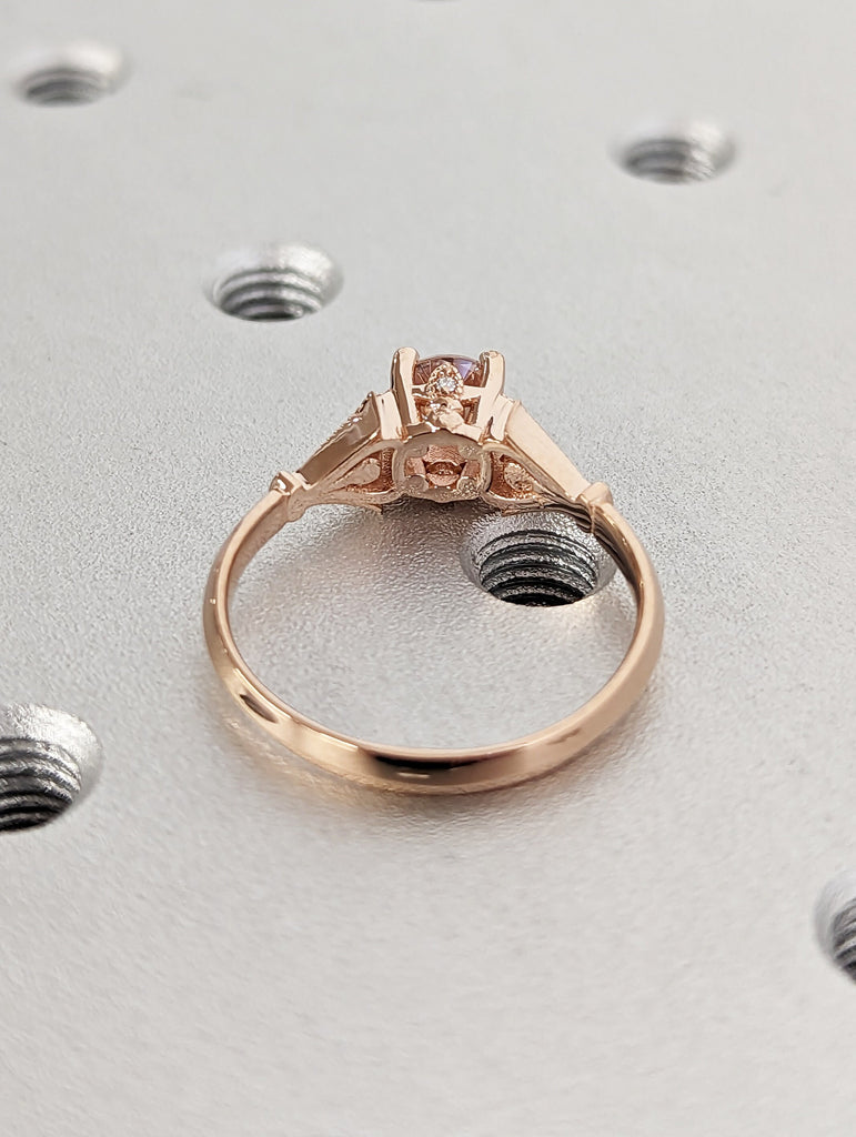 Vintage Engagement Ring Pink Morganite 14k Rose Gold, Unique Engagement Ring For Women, Art Deco Ring, Simple Promise Ring, Anniversary Ring