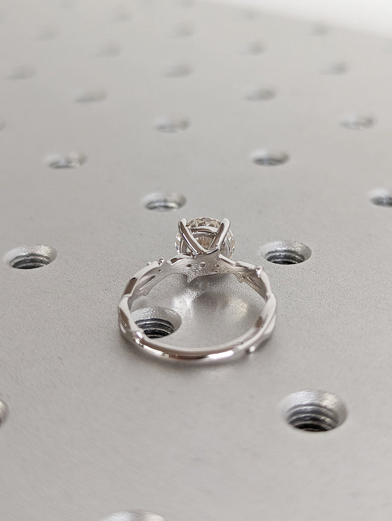 Twig Engagement Ring , 2ct Moissanite Diamond Simulant, Nature Ring Set, 14K/18K gold