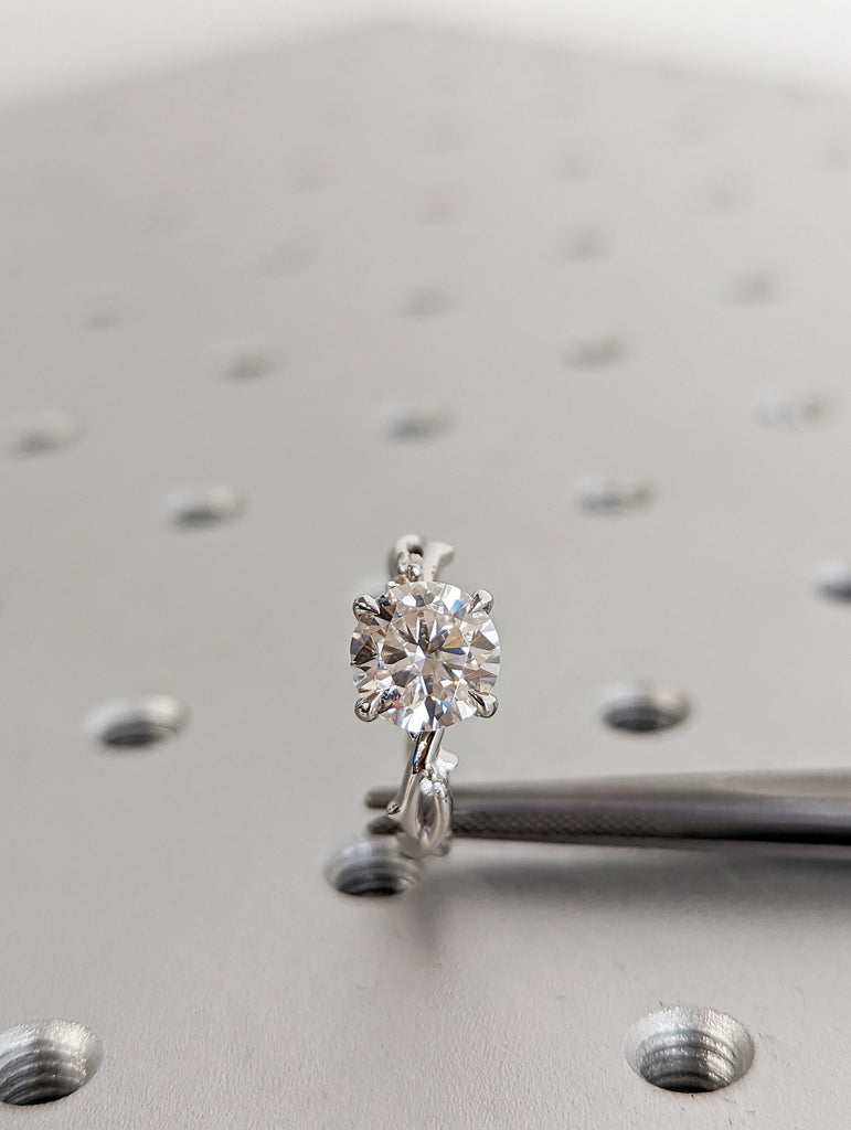 Twig Engagement Ring , 2ct Moissanite Diamond Simulant, Nature Ring Set, 14K/18K gold