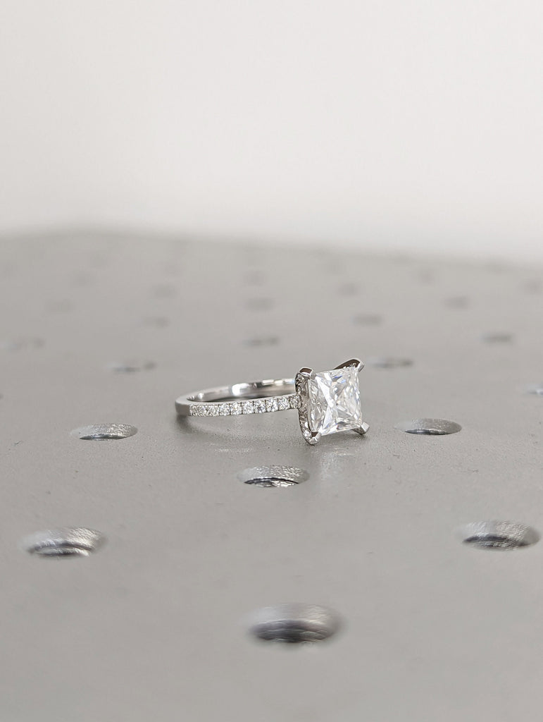 Unique Engagement Ring Princess Cut Moissanite Ring, Square Engagement Ring, Princess Square Engagement Ring, Princess Cut 1.5CT Moissanite