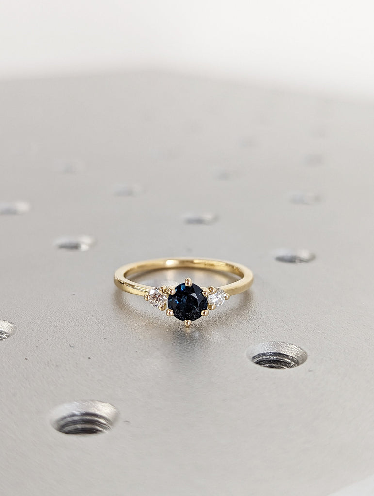 Peacock Sapphire Promise Ring Gold, Round Cut Engagement Dainty Sapphire Ring, Art Deco Ring,Green Gemstone Statement Ring,Anniversary Gift