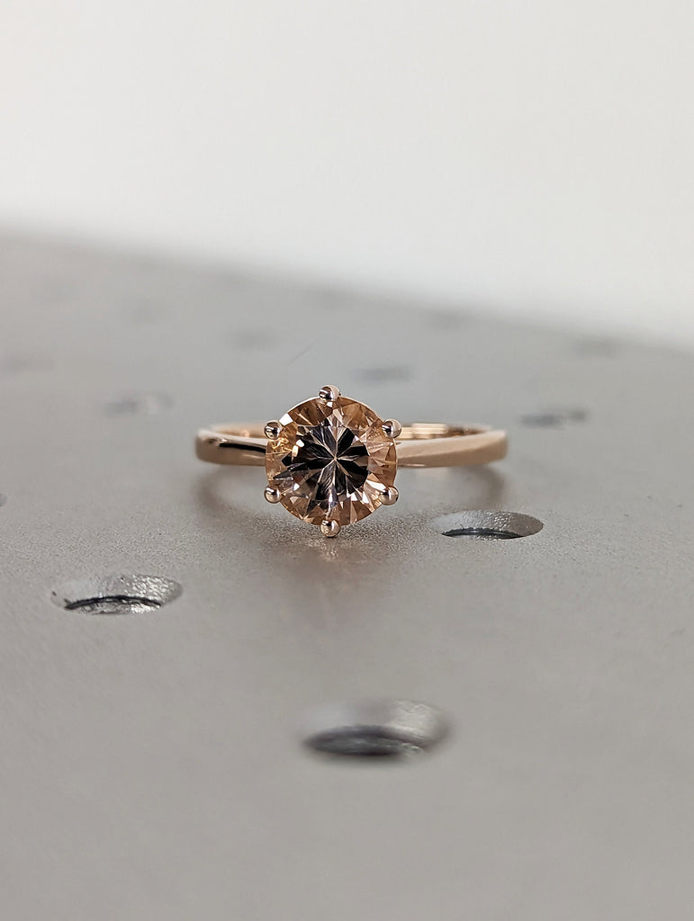 Antique Round Morganite Ring, Morganite Engagement Ring, Gold Morganite Ring, Round Cut Engagement Ring, Morganite Solitaire, Promise Ring