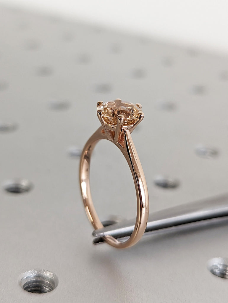 Antique Round Morganite Ring, Morganite Engagement Ring, Gold Morganite Ring, Round Cut Engagement Ring, Morganite Solitaire, Promise Ring