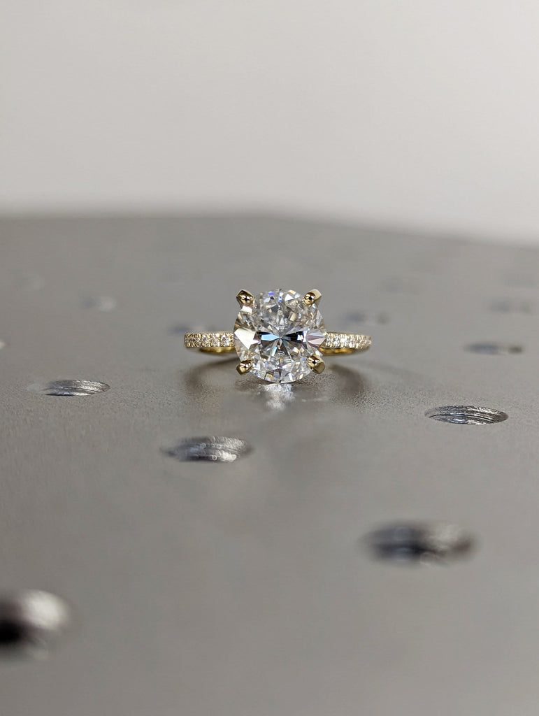 Round Engagement Ring, Round cut Moissanite engagement ring, moissanite hidden halo ring, Round Moissanite Ring, Hidden Halo Ring