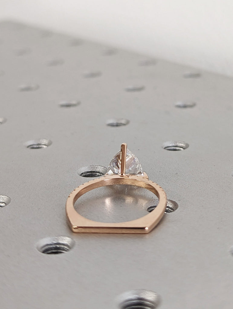 Trillion Moissanite engagement ring set vintage unique rose gold engagement ring women wedding ring Bridal Promise ring European Shank Ring