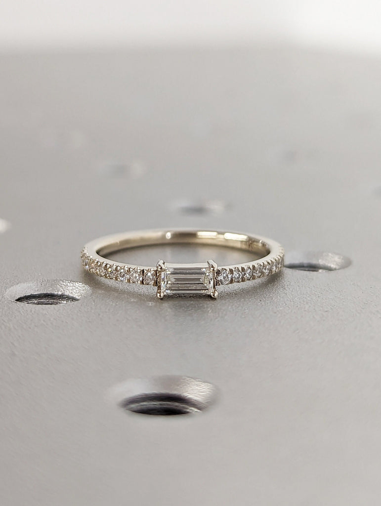 Dainty Baguette Diamond Ring • Gold Wedding Band • Minimalist Eternity Ring • Perfect Stacking Rings • Anniversary Gift for Her • Bridesmaid