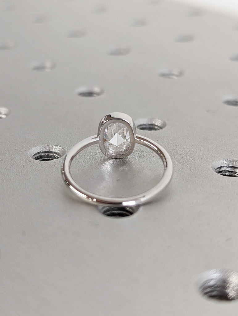 Antique 1.5 CT Rose Cut Moissanite Engagement Ring, Bezel Set Solitaire Ring, Vintage Style Wedding Ring, Rose Cut Solitaire Ring Minimalist
