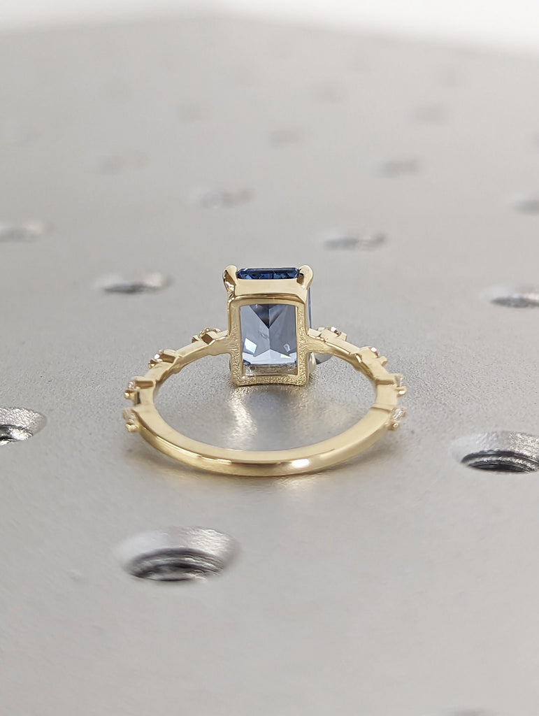 Unique Aquamarine Ring, Elegant Engagement Ring, Blue Promise Ring, 14k Gold, Radiant Cut Aquamarine Ring, Anniversary Birthday Gift For Her