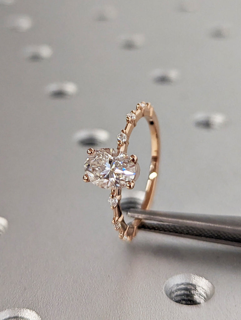 14K Solid Gold Ring/ 1CT Oval Moissanite Wedding Ring/Moissanite Engagement Ring/Anniversary Ring/Simple Promise Ring/Dainty White Gold Ring