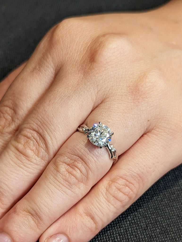 Twig Engagement Ring , 2ct Moissanite Diamond Simulant, Nature Ring Set, 14K/18K gold