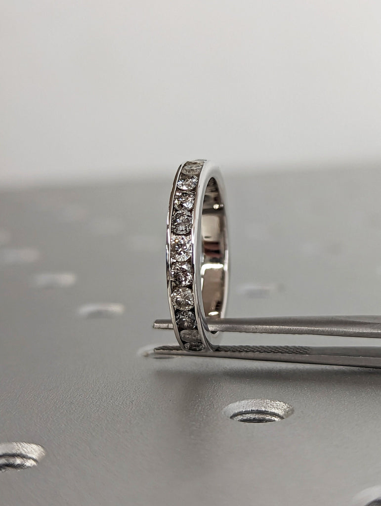 Salt and Pepper Diamond Half Eternity Band Ring | Minimalist Wedding Ring Women | Bridal Ring | Solid Gold | Diamond Eternity Stacking Ring