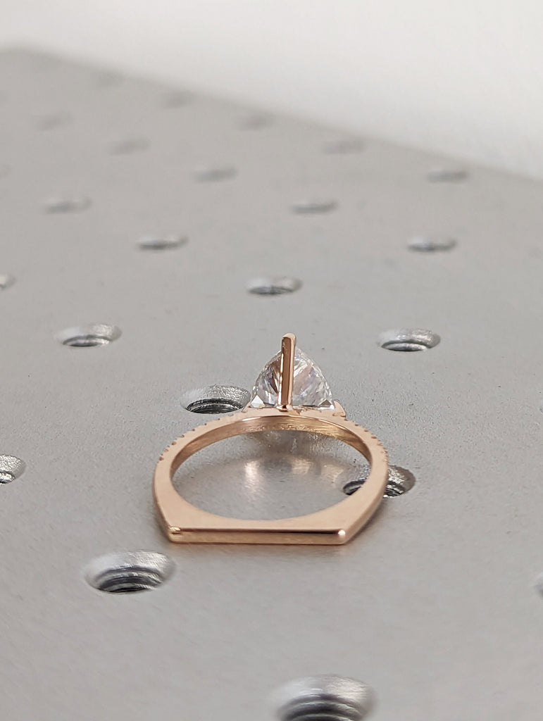 Trillion Moissanite engagement ring set vintage unique rose gold engagement ring women wedding ring Bridal Promise ring European Shank Ring