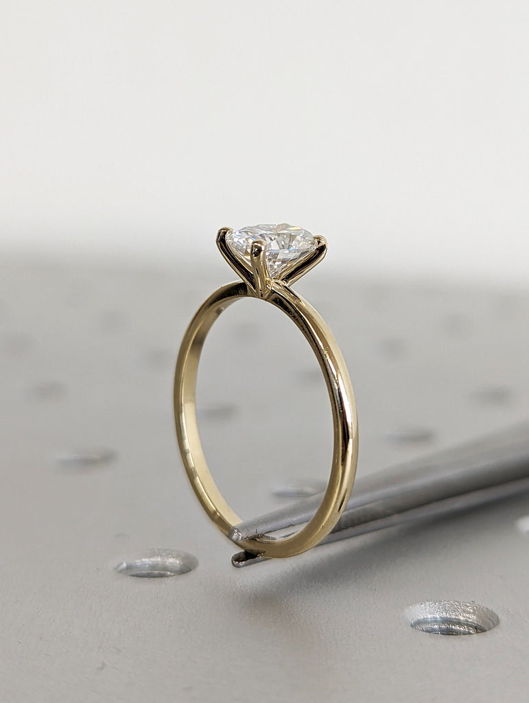 1ct Moissanite Oval Engagement Ring, Oval Moissanite and Solitaire Wedding Ring, Yellow Gold Moissanite Ring, Simple Promise Ring Minimalist