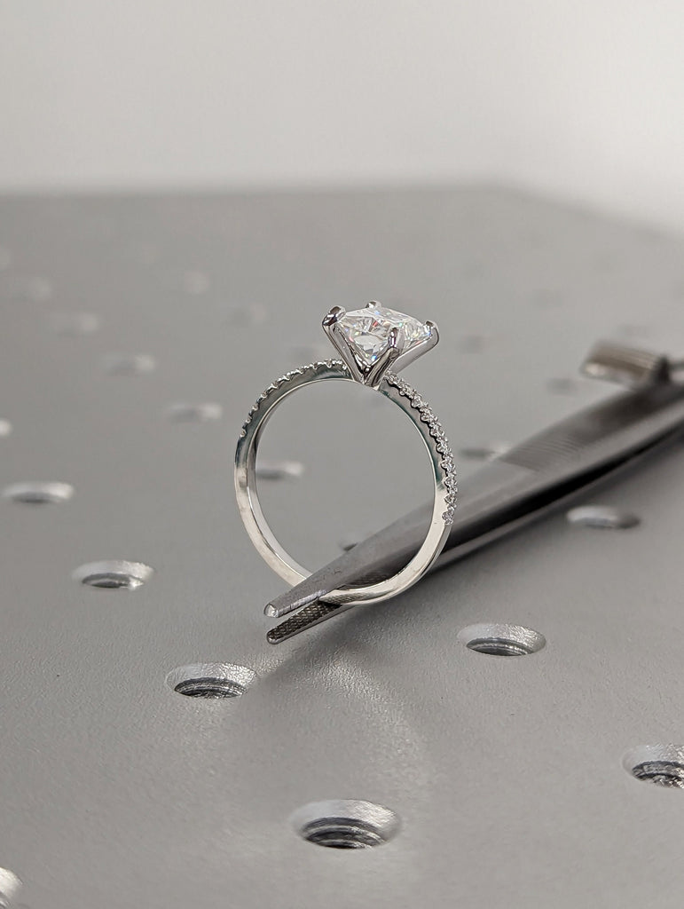 18K Solid Gold Engagement Ring /1.5CT Radiant Moissanite Diamond Wedding Ring/Moissanite Engagement Ring/Stack Ring/Promise ring/White gold
