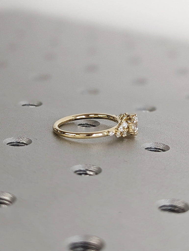 Round moissanite ring vintage moissanite engagement ring white gold unique snowdrift 6 prong engagement ring diamond wedding ring for women
