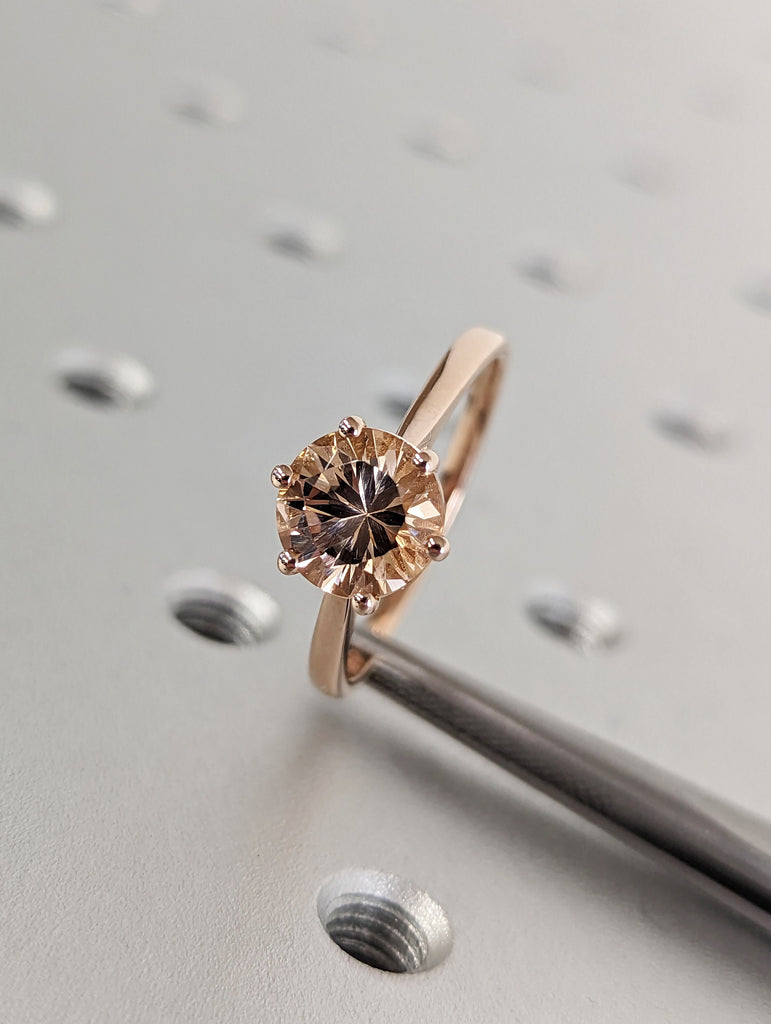 Antique Round Morganite Ring, Morganite Engagement Ring, Gold Morganite Ring, Round Cut Engagement Ring, Morganite Solitaire, Promise Ring